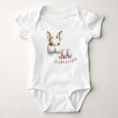 Hoppy Easter Baby Bodysuit – Bunny Face & Eggs (Voorkant)