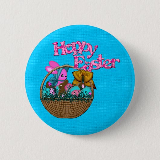 Hoppy Easter Basket Ronde Button 5,7 Cm (Voorkant)