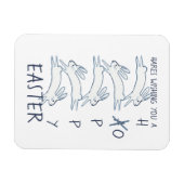 Hoppy Easter Blue Rabbit Hare Simple Tekening Cute Magneet (Horizontaal)