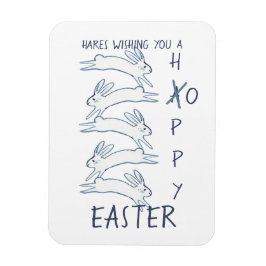 Hoppy Easter Blue Rabbit Hare Simple Tekening Cute Magneet