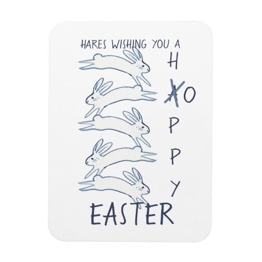 Hoppy Easter Blue Rabbit Hare Simple Tekening Cute Magneet (Verticaal)