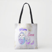 Hoppy Easter Bunnies Eggshell Colorful Tote Bag (Voorkant)