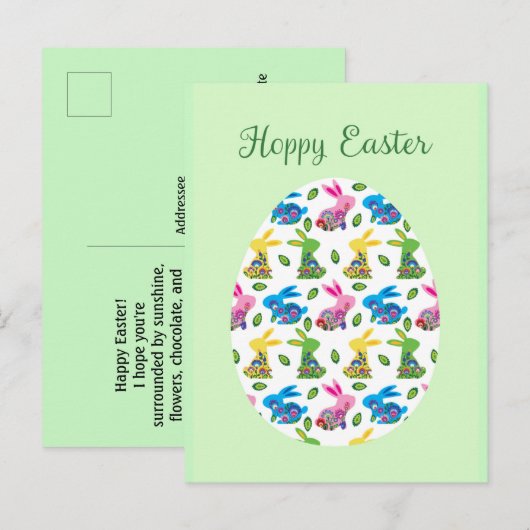 Hoppy Easter Bunnies minitroen Briefkaart (Voorkant / Achterkant)