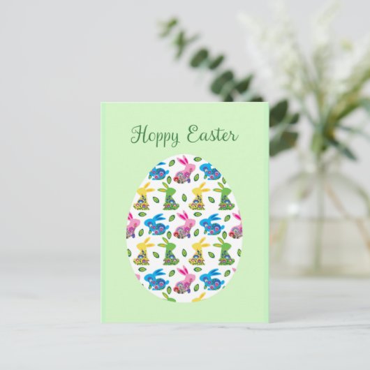 Hoppy Easter Bunnies minitroen Briefkaart (Staand voorkant)