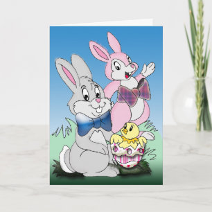Hoppy Easter Bunny-Cartoon Feestdagen Kaart