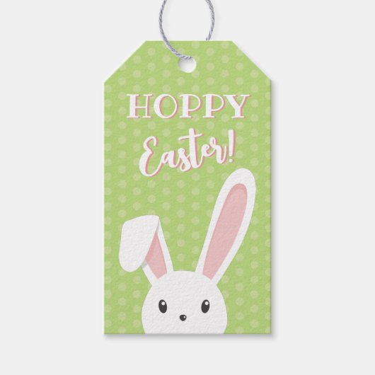 Hoppy Easter Bunny Cute Funny Spring Green Cadeaulabel (Voorkant)