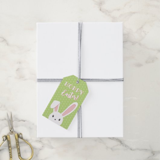 Hoppy Easter Bunny Cute Funny Spring Green Cadeaulabel (Met Touw)