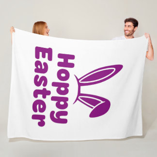 Hoppy Easter Bunny Ears | Minimalist Purple Holida Fleece Deken