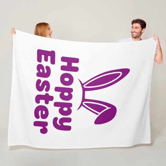 Hoppy Easter Bunny Ears | Minimalist Purple Holida Fleece Deken (In situ)