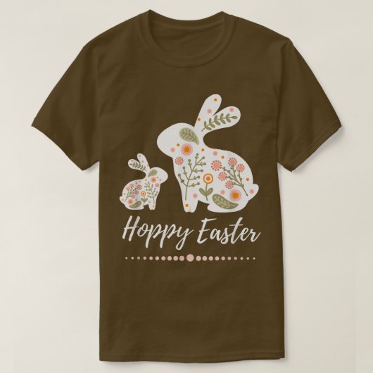 Hoppy Easter Bunny Floral Boho Hopping Rabbit verl T-shirt (Design voorkant)