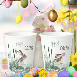 Hoppy Easter Bunny Floral Waterverf Groeten Papieren Bekers