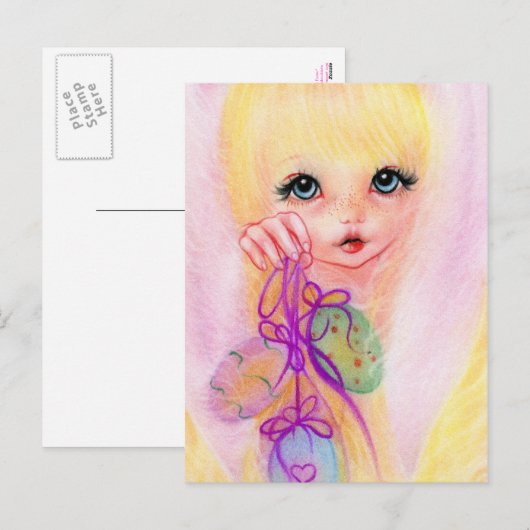 Hoppy easter bunny girl briefkaart (Voorkant / Achterkant)