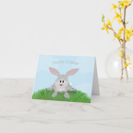 Hoppy Easter Bunny Kaart (Gele Bloem)