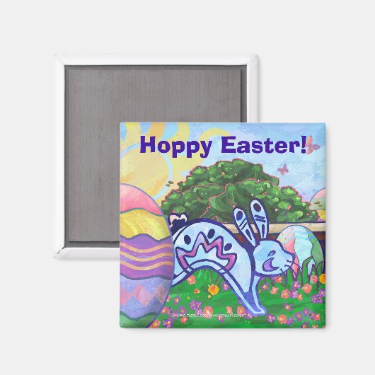 Hoppy Easter Bunny Magnet (Voorkant / Achterkant)