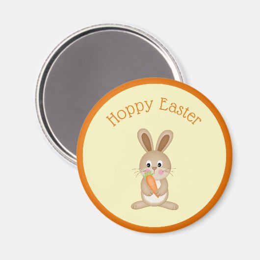 Hoppy Easter Bunny met wortel Magneet (Voorkant / Achterkant)