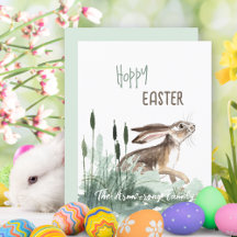 Hoppy Easter Bunny Pastel Floral Waterverf
