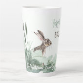Hoppy Easter Bunny Schattige Bloemenpastel Latte Mok (Voorkant)