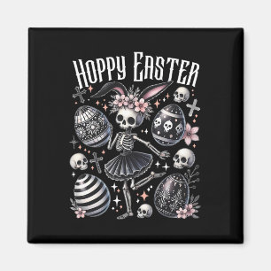 Hoppy Easter Bunny Skeleton Dancing Spooky Pasen Magneet