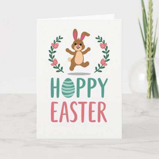 Hoppy Easter Bunny Themed Card Kaart (Voorkant)