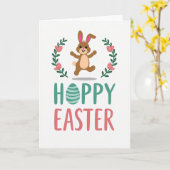 Hoppy Easter Bunny Themed Card Kaart (Gele Bloem)
