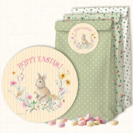 Hoppy Easter Bunny Wildflower Floral Envelope Seal Ronde Sticker