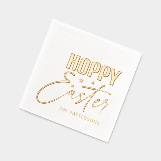 Hoppy Easter Calligraphy Script Persoonlijke naam Folie Servetten (Links)