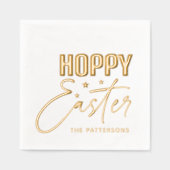 Hoppy Easter Calligraphy Script Persoonlijke naam Folie Servetten (Voorkant)