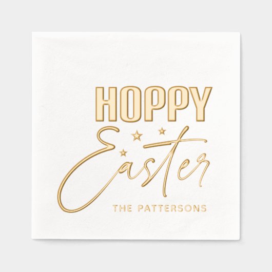 Hoppy Easter Calligraphy Script Persoonlijke naam Folie Servetten (Voorkant)