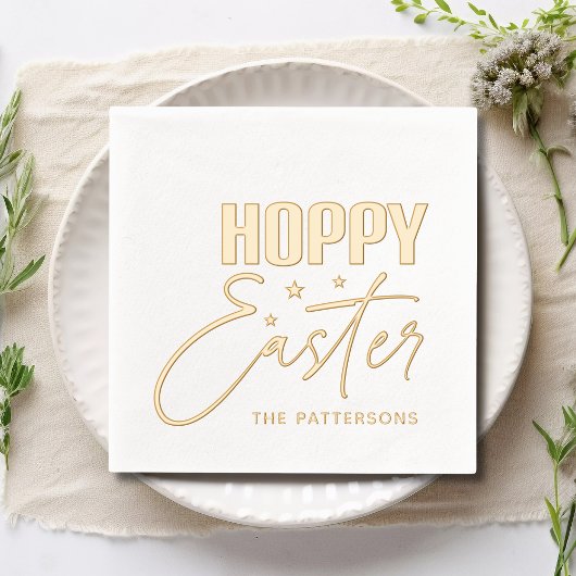Hoppy Easter Calligraphy Script Persoonlijke naam Folie Servetten