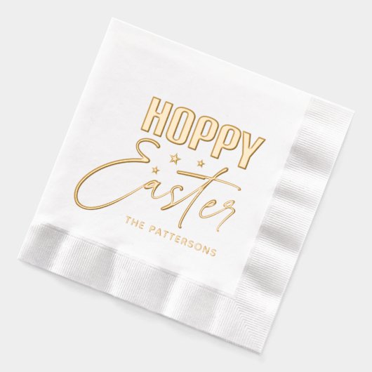 Hoppy Easter Calligraphy Script Persoonlijke naam Folie Servetten (Links)