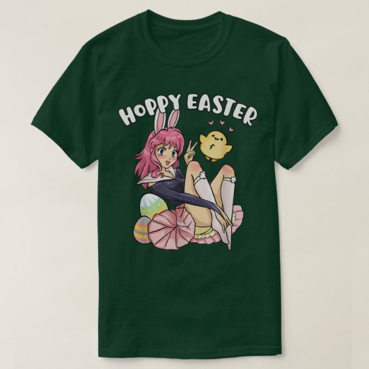 Hoppy Easter Cute Bunny Anime Kawaii Pasen T-shirt (Design voorkant)
