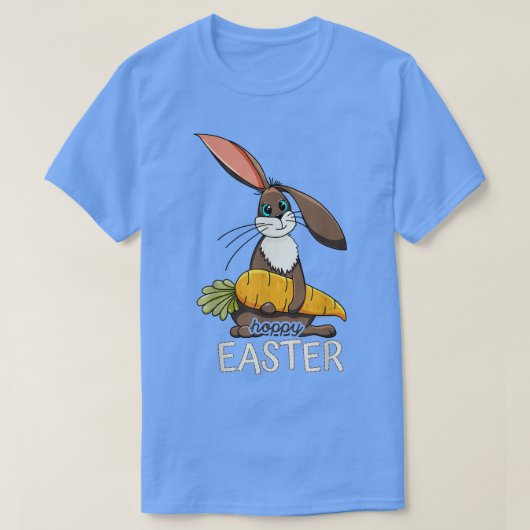 Hoppy Easter Cute Bunny Holding een wortel T-shirt (Design voorkant)