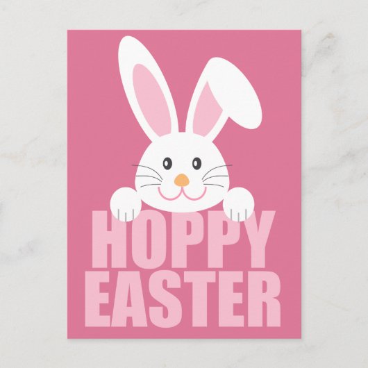 Hoppy Easter - Cute Happy Easter Bunny Pun Briefkaart (Voorkant)