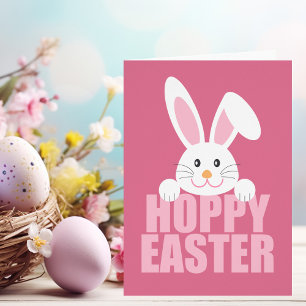 Hoppy Easter Cute Happy Paaster Bunny Pun-kaart