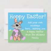 Hoppy Easter Cute Rabbit Editable Feestdagenkaart (Voorkant)