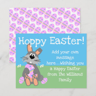 Hoppy Easter Cute Rabbit Editable Feestdagenkaart