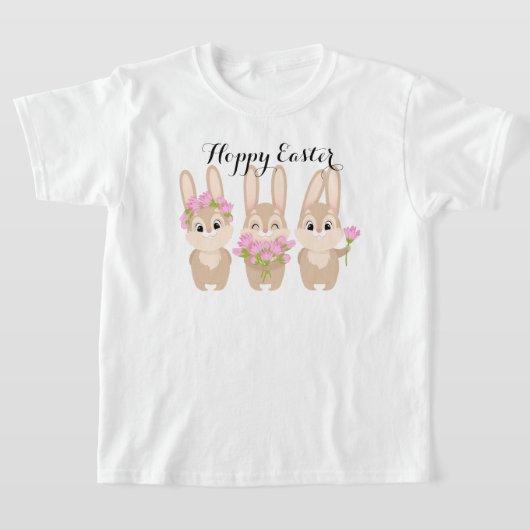 Hoppy Easter Drie Schattigee paashaas T-shirt (Laagn)