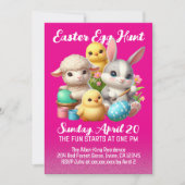 Hoppy Easter Egg Hunt Schattige Bunny Chicks Lamb Kaart (Voorkant)