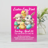 Hoppy Easter Egg Hunt Schattige Bunny Chicks Lamb Kaart (Staand voorkant)