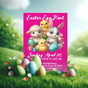 Hoppy Easter Egg Hunt Schattige Bunny Chicks Lamb Kaart