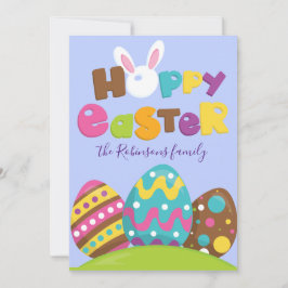 Hoppy Easter Eggs Rabbit Funny Custom Name Text Ho Feestdagenkaart