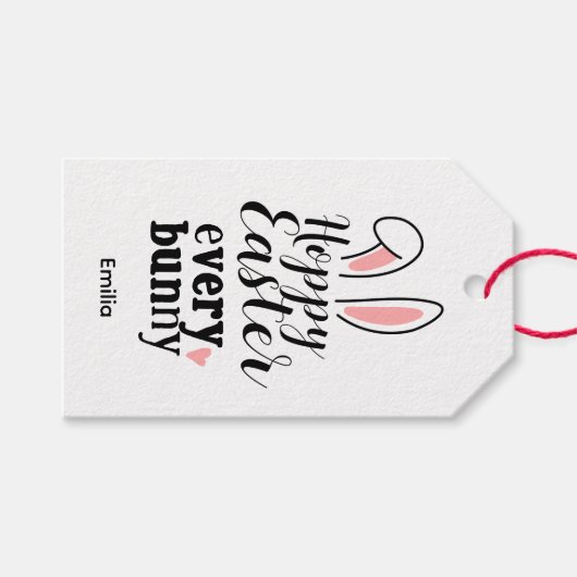 Hoppy Easter Every Bunny Custom Name Cadeaulabel (Voorkant (Horizontaal))