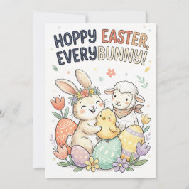 Hoppy Easter, Everybunny! - Cute Easter Greeting Feestdagenkaart