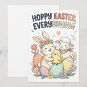 Hoppy Easter, Everybunny! - Cute Easter Greeting Feestdagenkaart (Voorkant / Achterkant)