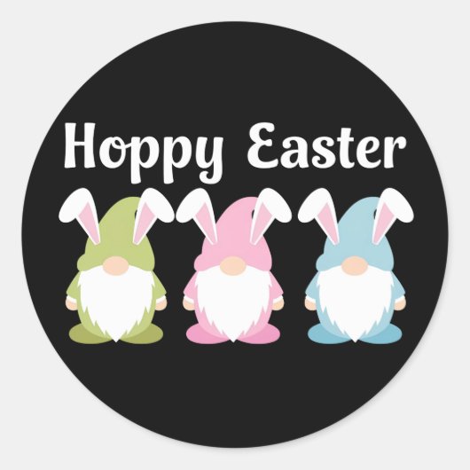 Hoppy Easter Funny Bunny Ears Gnome Ronde Sticker (Voorkant)