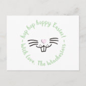 Hoppy Easter Funny Leuke Bunny Face cartoon Custom Briefkaart (Voorkant)