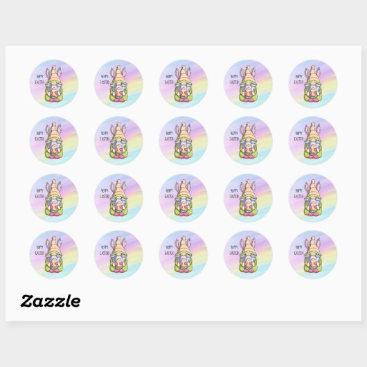 Hoppy Easter Gnome Ronde Sticker (Vel)