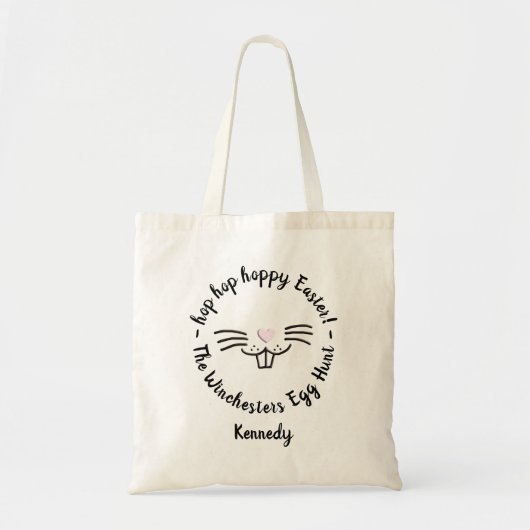 Hoppy Easter grappige konijnengezicht aangepaste n Tote Bag (Voorkant)