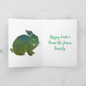Hoppy Easter Green Blue Rabbit Feestdagen Kaart (Binnen)