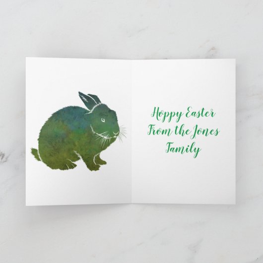 Hoppy Easter Green Blue Rabbit Feestdagen Kaart (Binnen)
